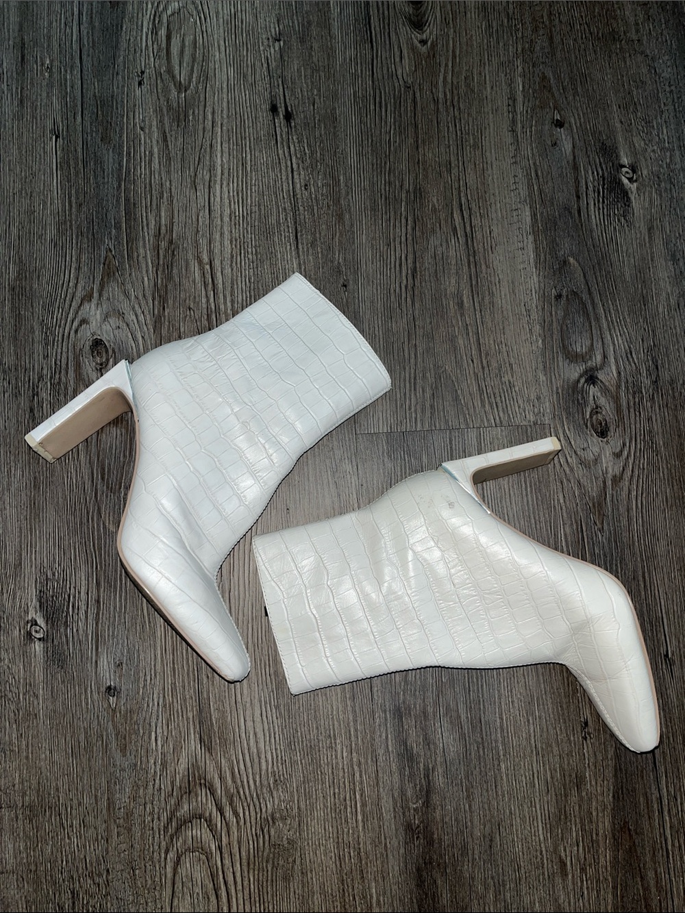 DOLCE VITA Croc-Embossed Square-Toe Ankle Boots